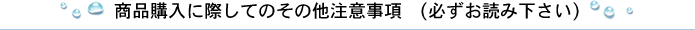 商品購入に際してのその他注意事項　＝必ずお読み下さい＝